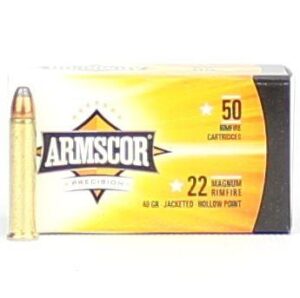 Armscor 22 Mag 40 Gr JHP Nickle Case (50)