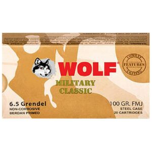 Wolf 6.5 Grendel FMJ 100 Gr (20) Non Corrosive