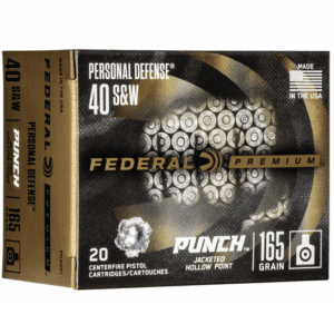 Federal 40 S&W 165 Gr JHP 20 Rounds Personal Defense "Punch"